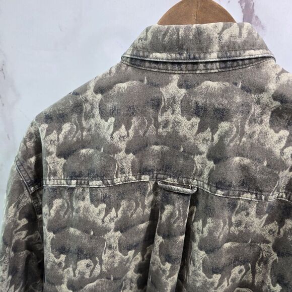 Woolrich Shirt Mens Large Bison Buffalo Animal Button Down Wildlife Vintage - Picture 6 of 10